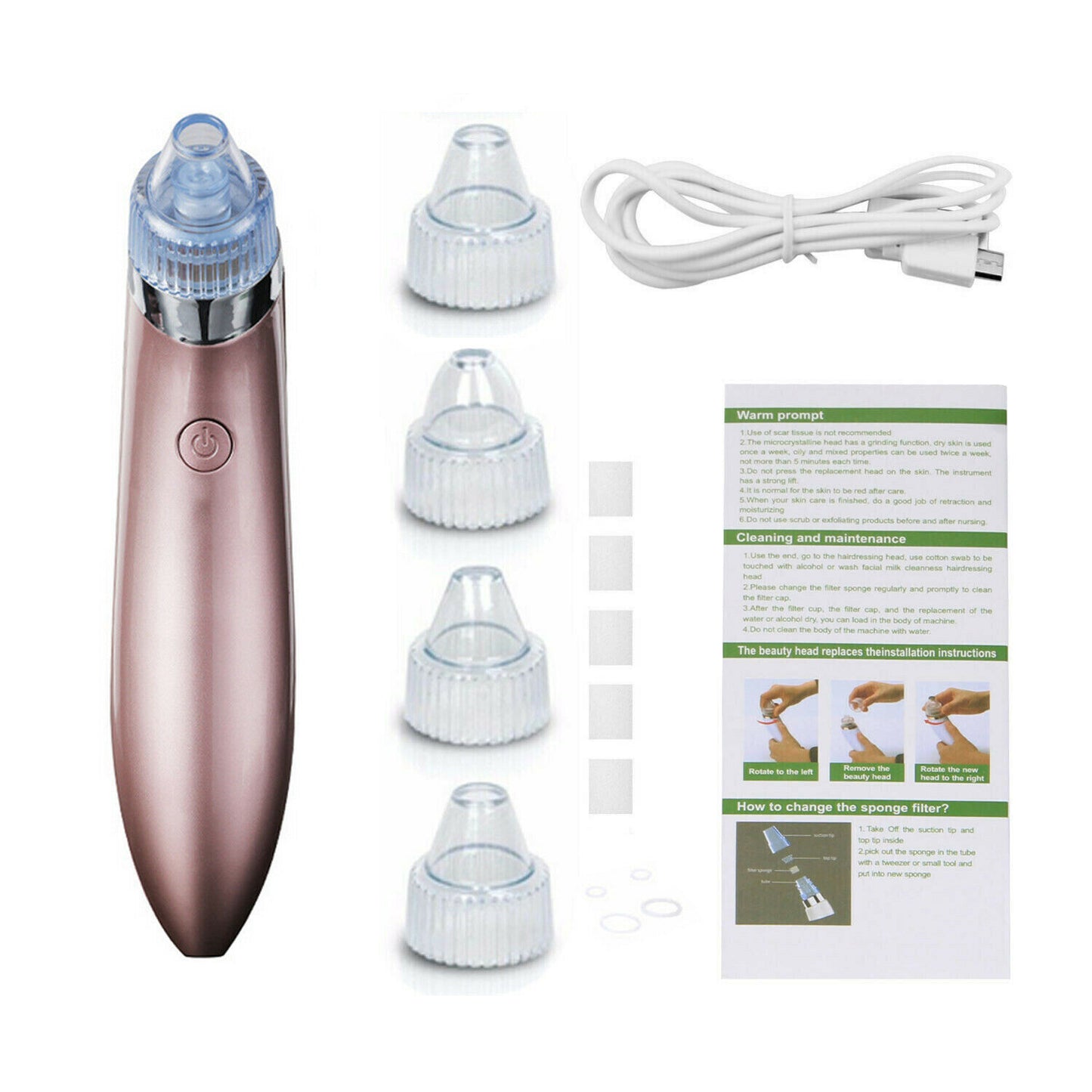 Aspirateur électrique pour points noirs et pores, élimine l'acné et les boutons, outil d'aspiration puissant, élimine les points noirs et les pores, dermabrasion au diamant, nettoyant pour le visage