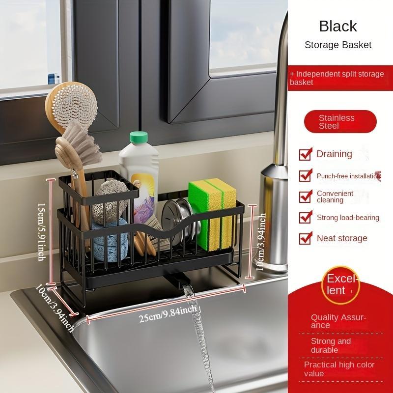 Étagère murale multifonction de cuisine – Support en acier carbone multi-niveaux pour produits de nettoyage