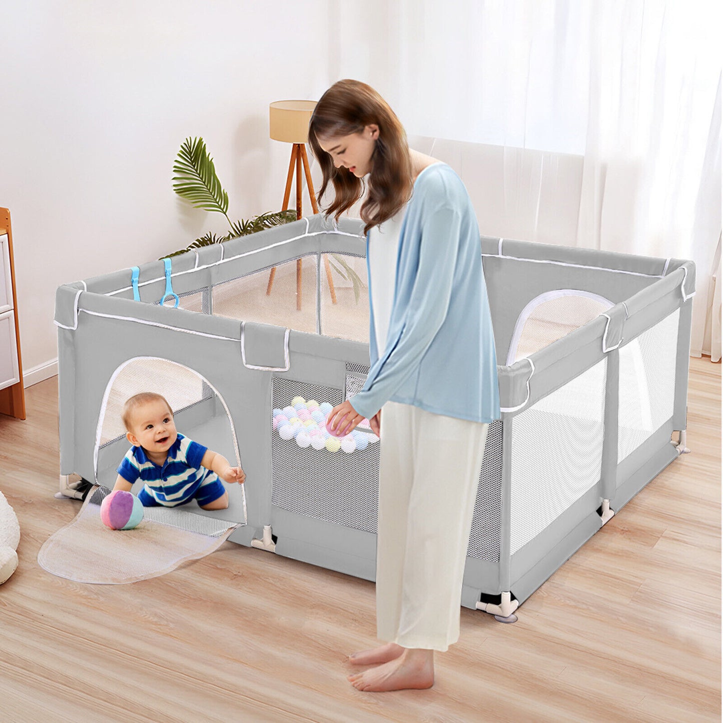 Parc pour bébé avec tapis, centre d'activités intérieur et extérieur, barrière pour bébé, tout-petits et bébés