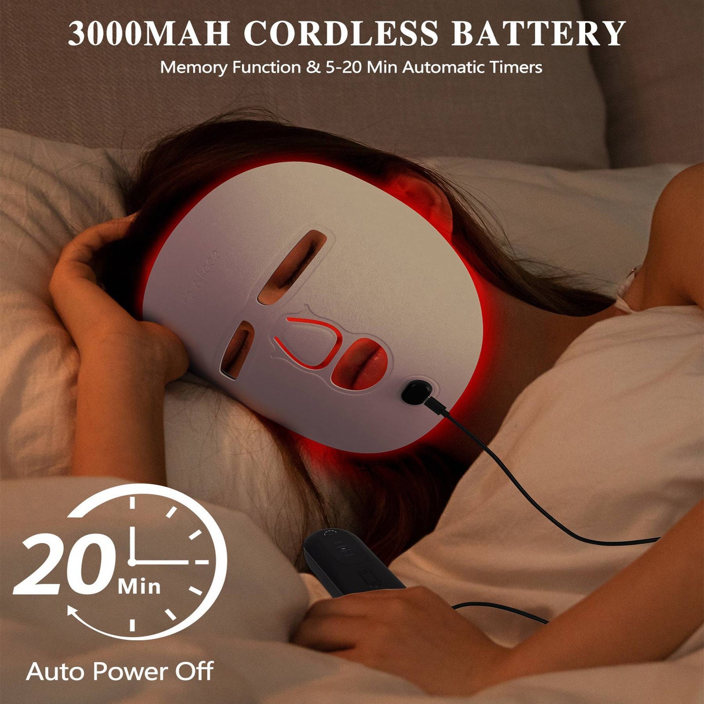 Masque de soin du visage à LED, masque de luminothérapie rouge pour le visage, pour la maison et les voyages