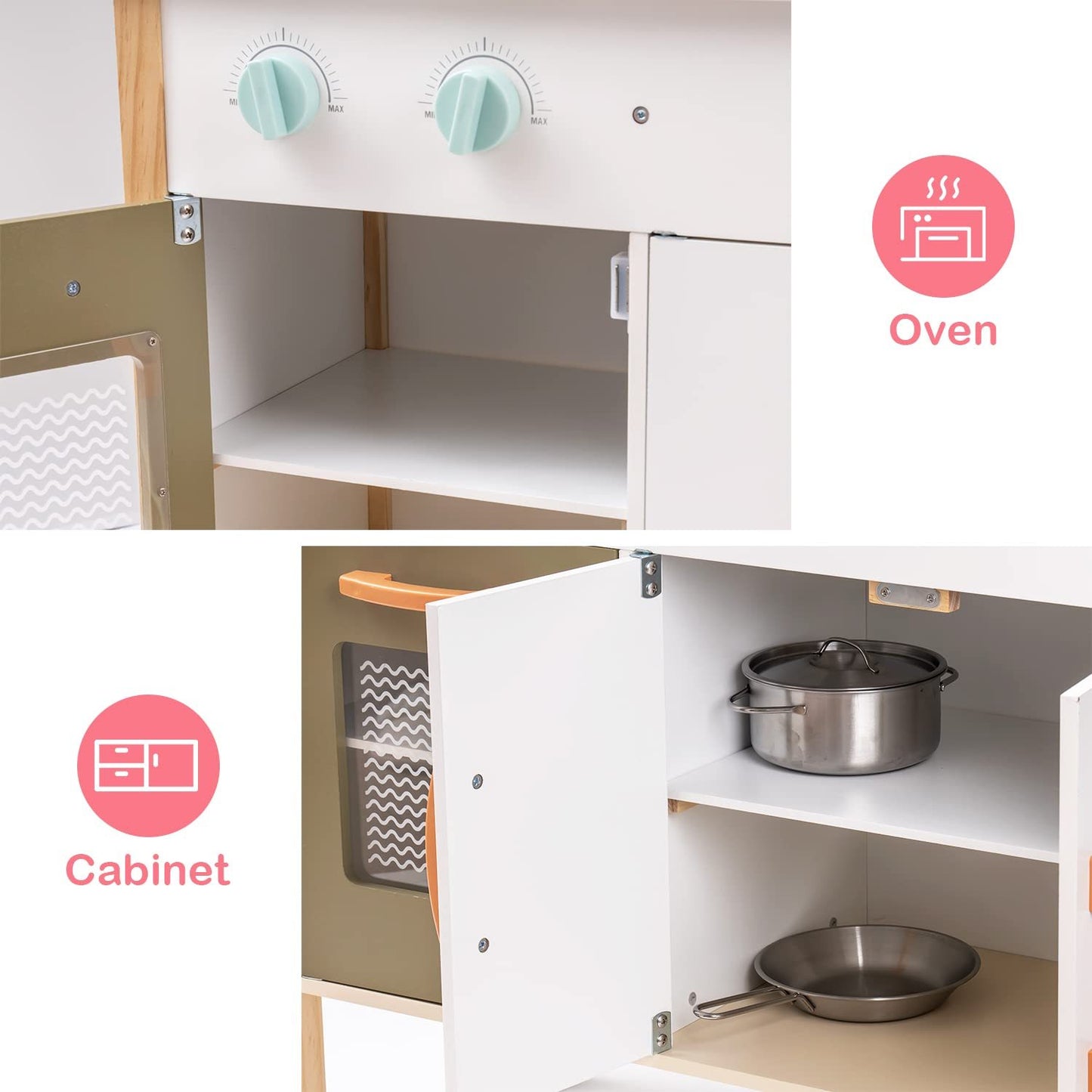 ROBUD 3D Cuisine en bois pour enfants, jouets éducatifs pour tout-petits