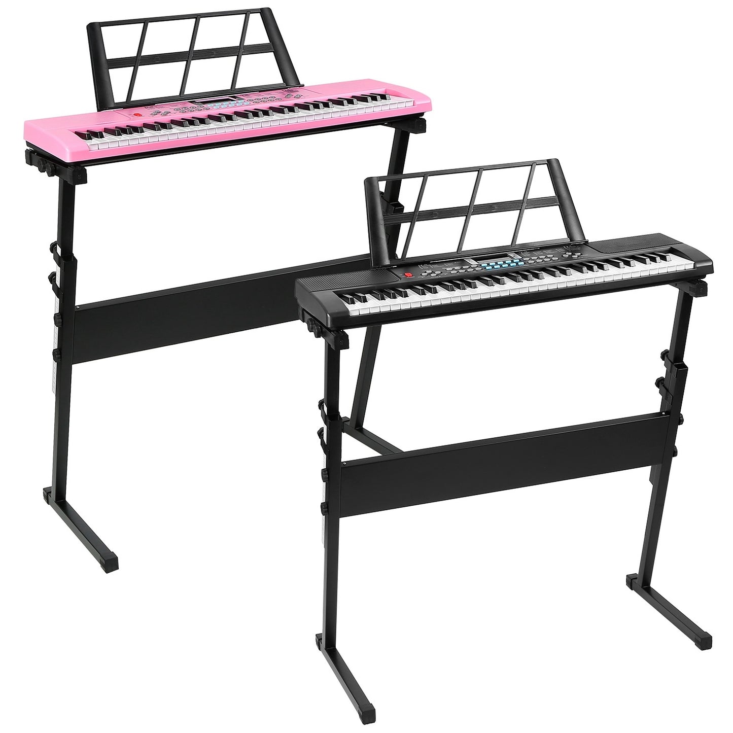 Clavier électronique numérique 61 touches, instrument de musique électrique, clavier d'apprentissage pour enfants avec microphone sur pied pour débutants