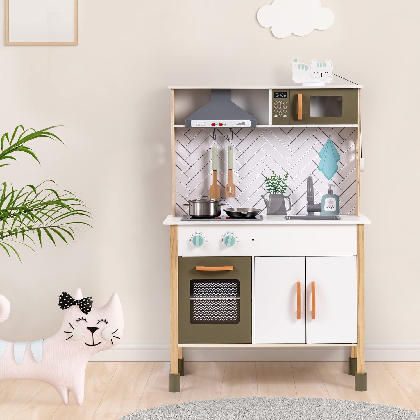 ROBUD 3D Cuisine en bois pour enfants, jouets éducatifs pour tout-petits