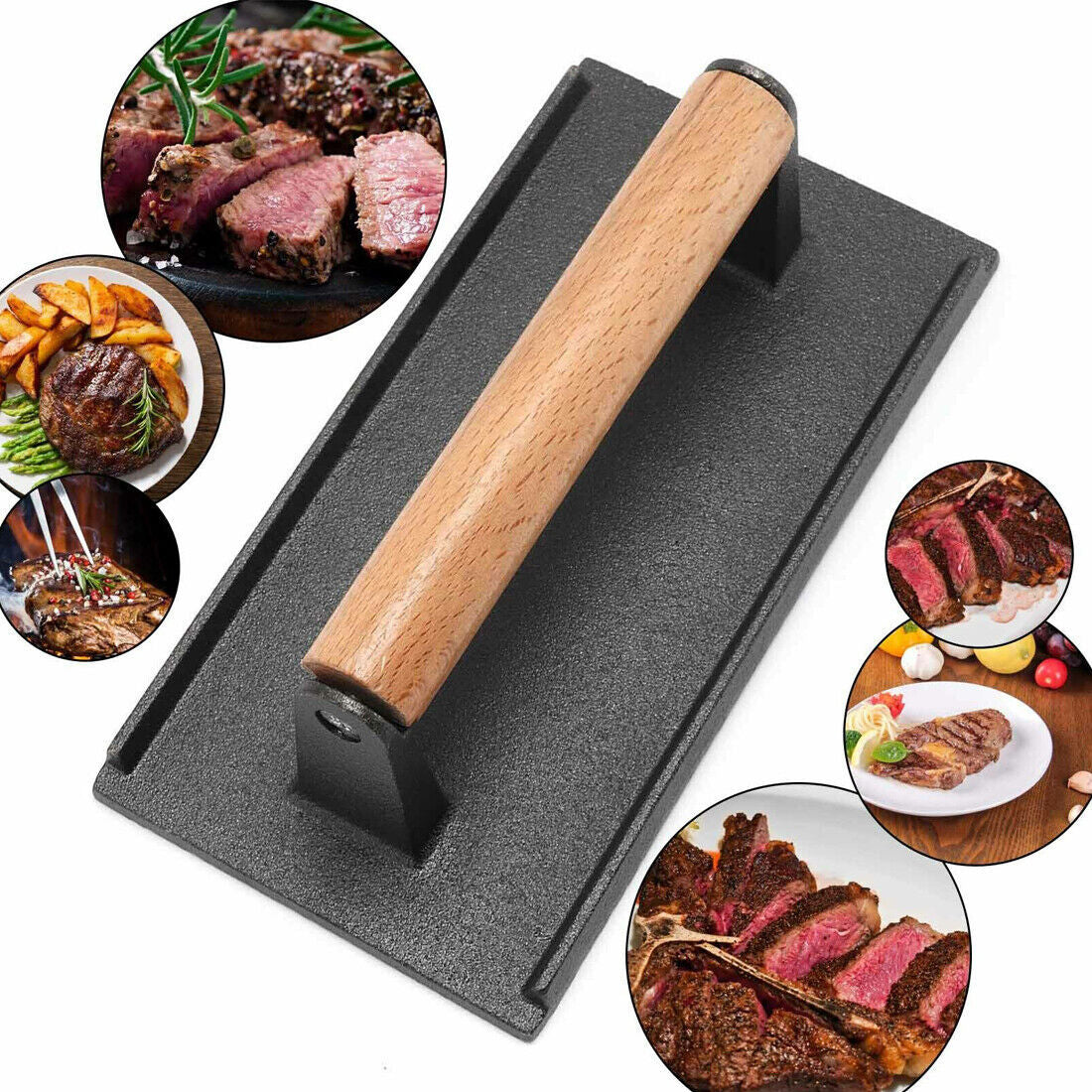 Presse à steak en fonte – Presse à burger et bacon robuste pour grillades – Accessoire BBQ d’été – Idée cadeau