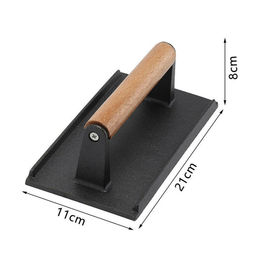 Presse à steak en fonte – Presse à burger et bacon robuste pour grillades – Accessoire BBQ d’été – Idée cadeau