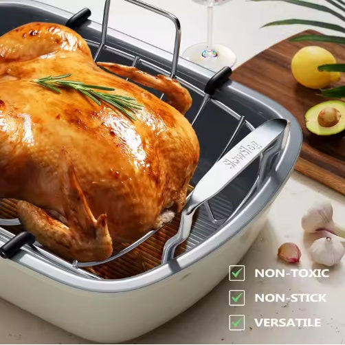 Plat à rôtir pour poulet résistant aux hautes températures – Plateau résistant à la chaleur pour cuisson et friture au four